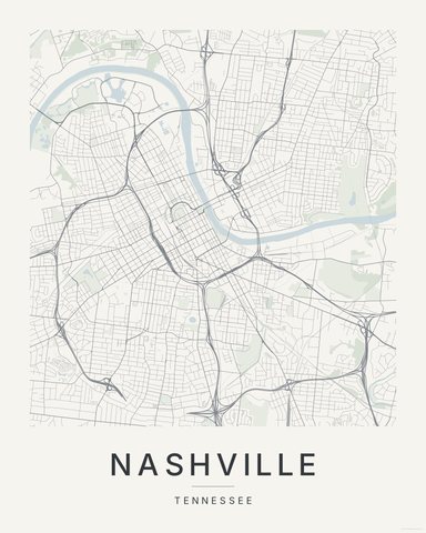 Nashville map print, Paper colorway