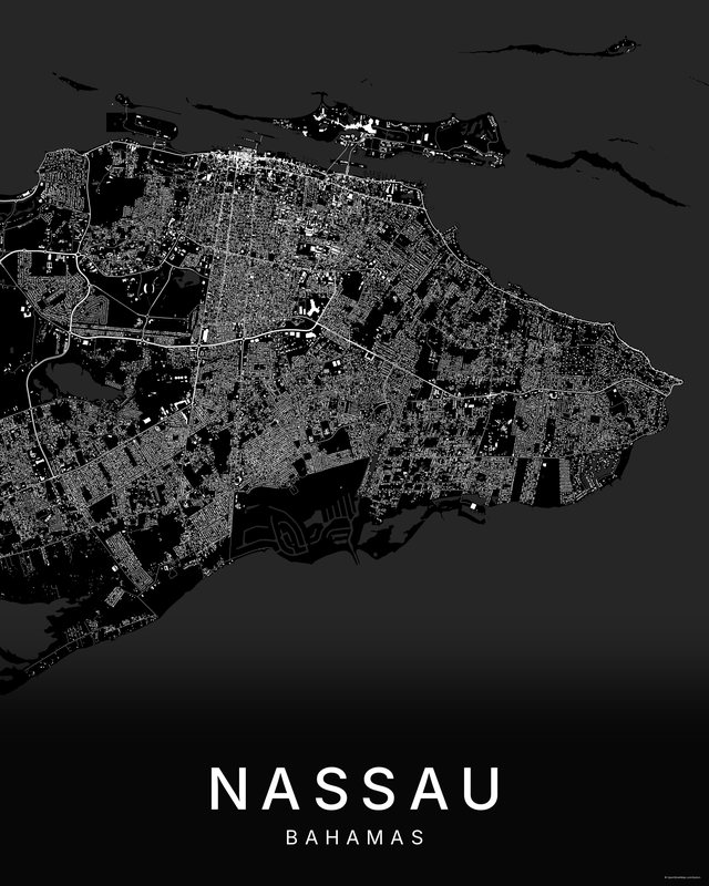 Nassau map print, Dark colorway