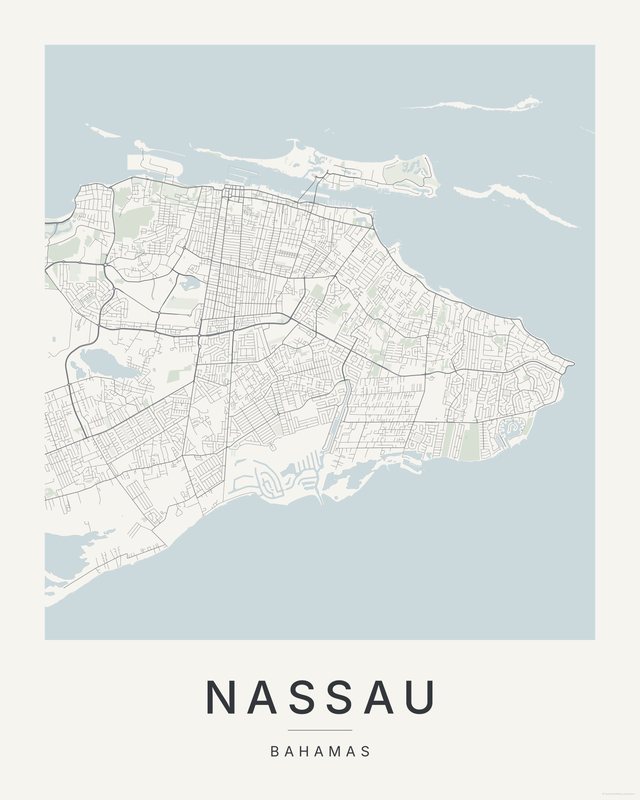 Nassau map print, Paper colorway