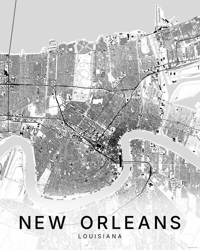 New Orleans map print, Bright colorway