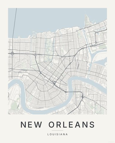 New Orleans map print, Paper colorway