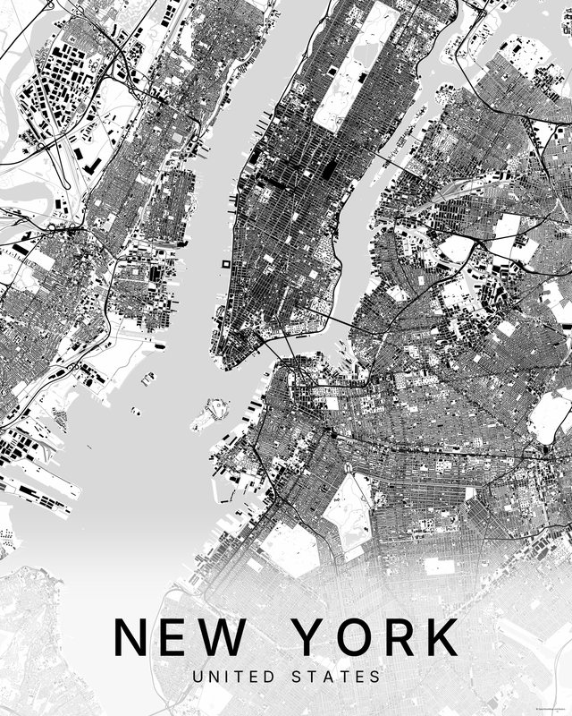 New York map print, Bright colorway
