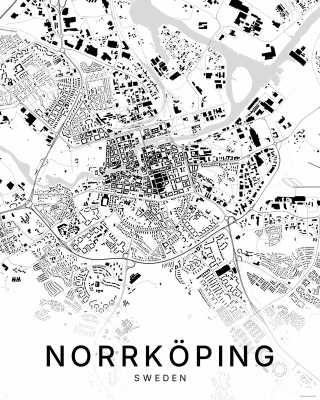 Norrköping map print, Bright colorway