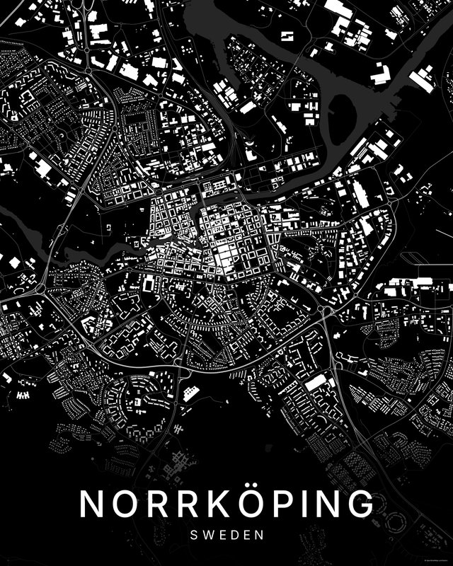 Norrköping map print, Dark colorway