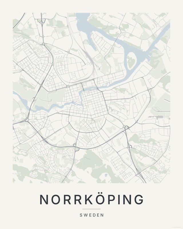 Norrköping map print, Paper colorway
