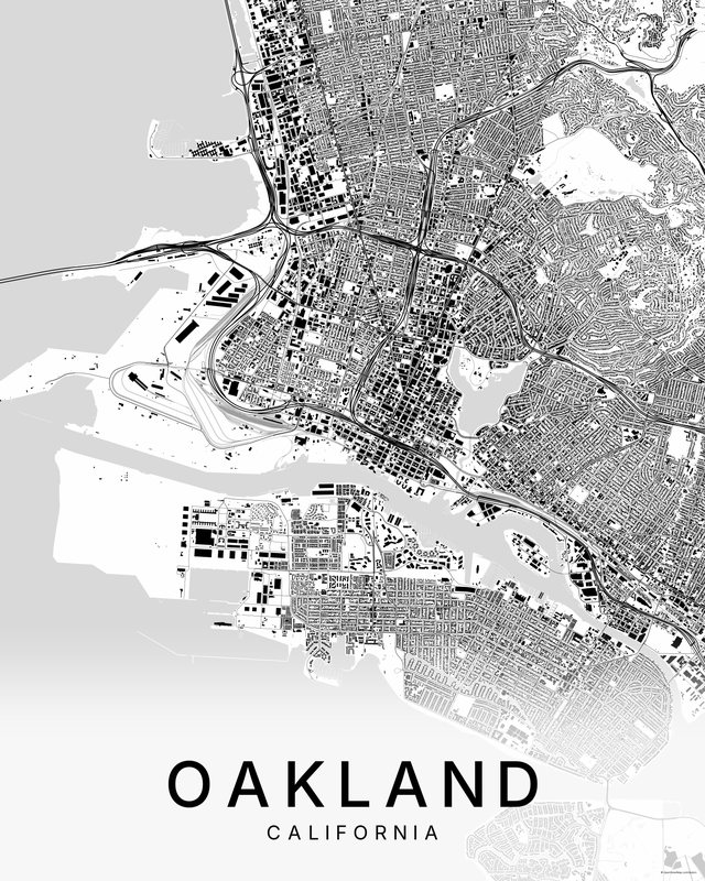 Oakland map print, Bright colorway
