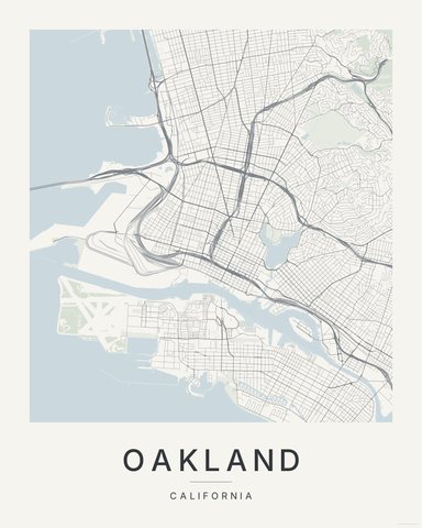 Oakland map print, Paper colorway