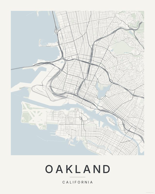 Oakland map print, Paper colorway