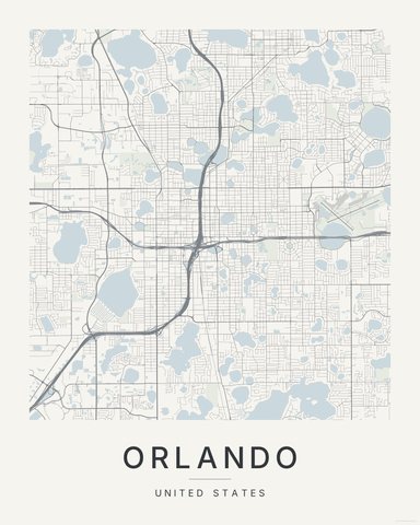 Orlando map print, Paper colorway
