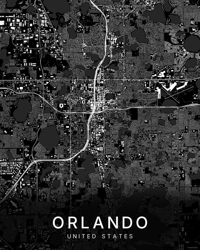 Orlando map print, Dark colorway
