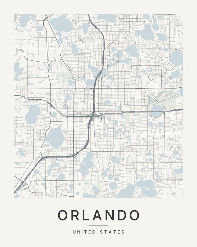 Orlando map print, Paper colorway