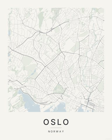 Oslo map print, Paper colorway