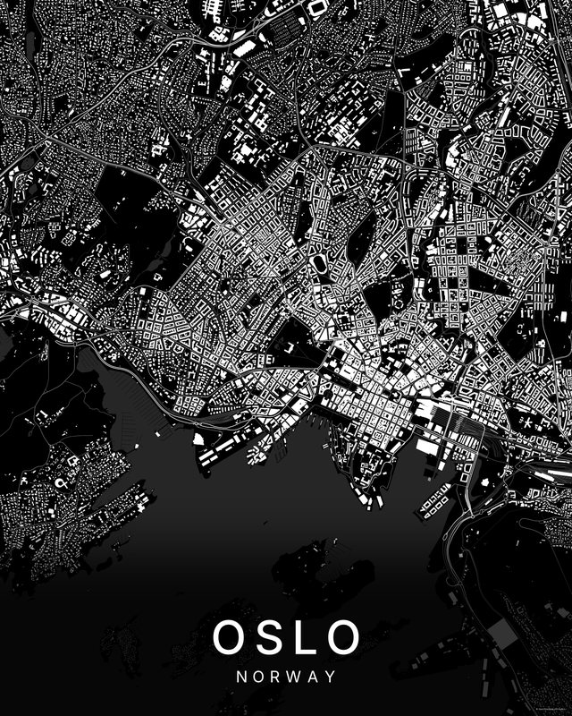 Oslo map print, Dark colorway