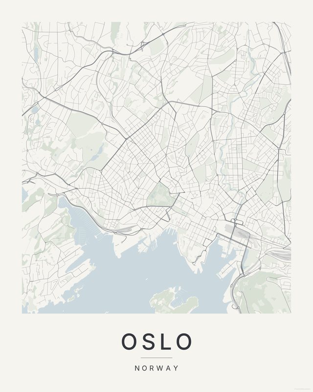 Oslo map print, Paper colorway