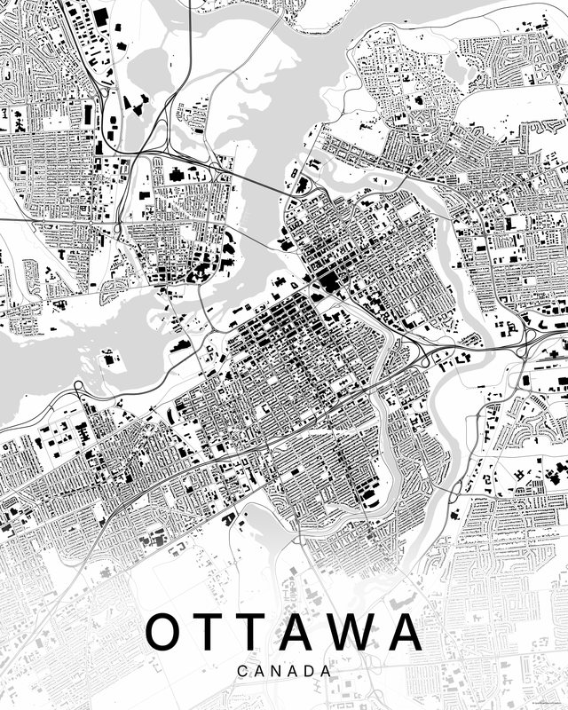 Ottawa map print, Bright colorway
