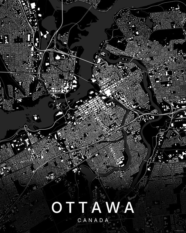 Ottawa map print, Dark colorway