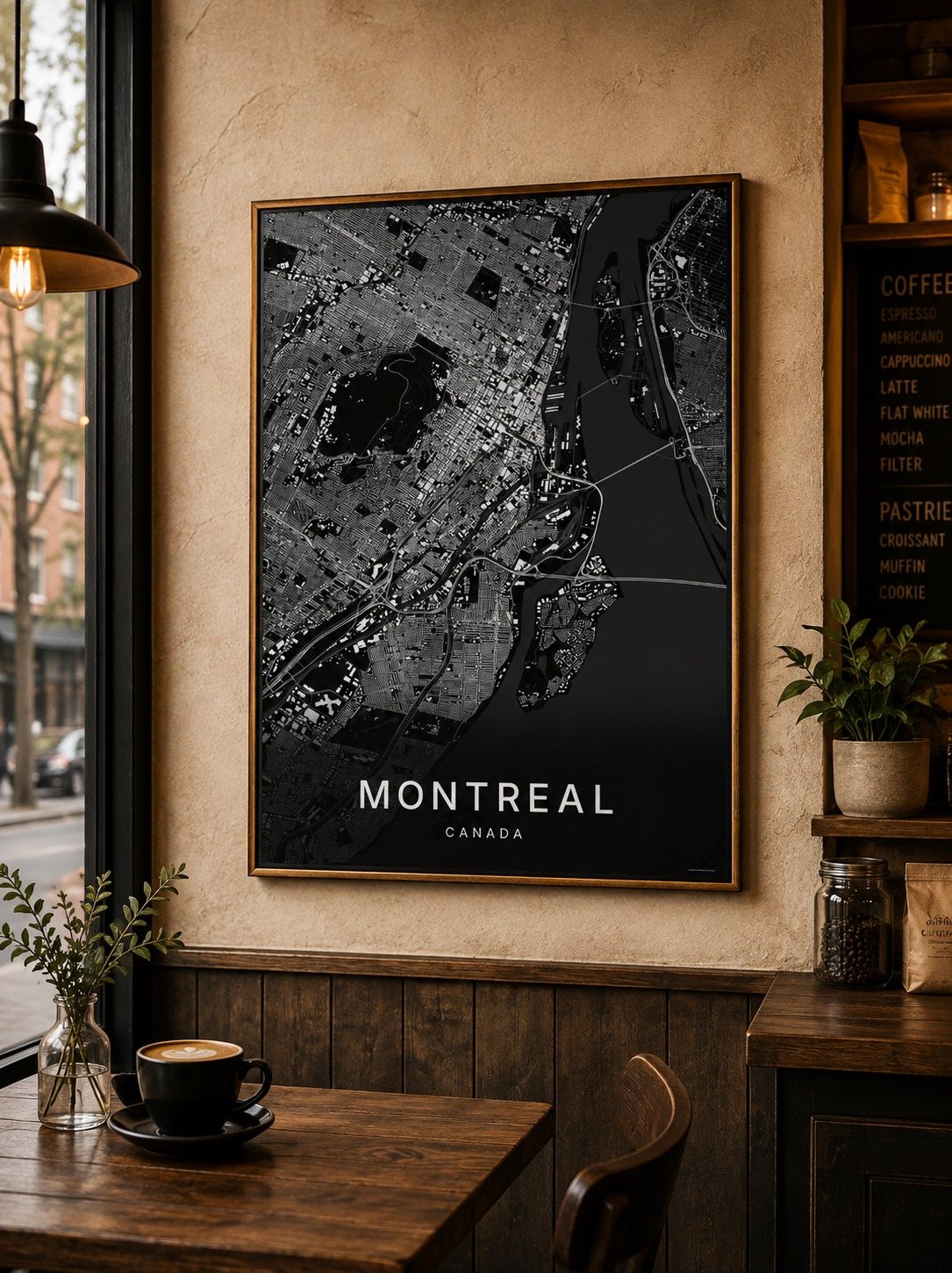 Ottawa map print framed on a wall