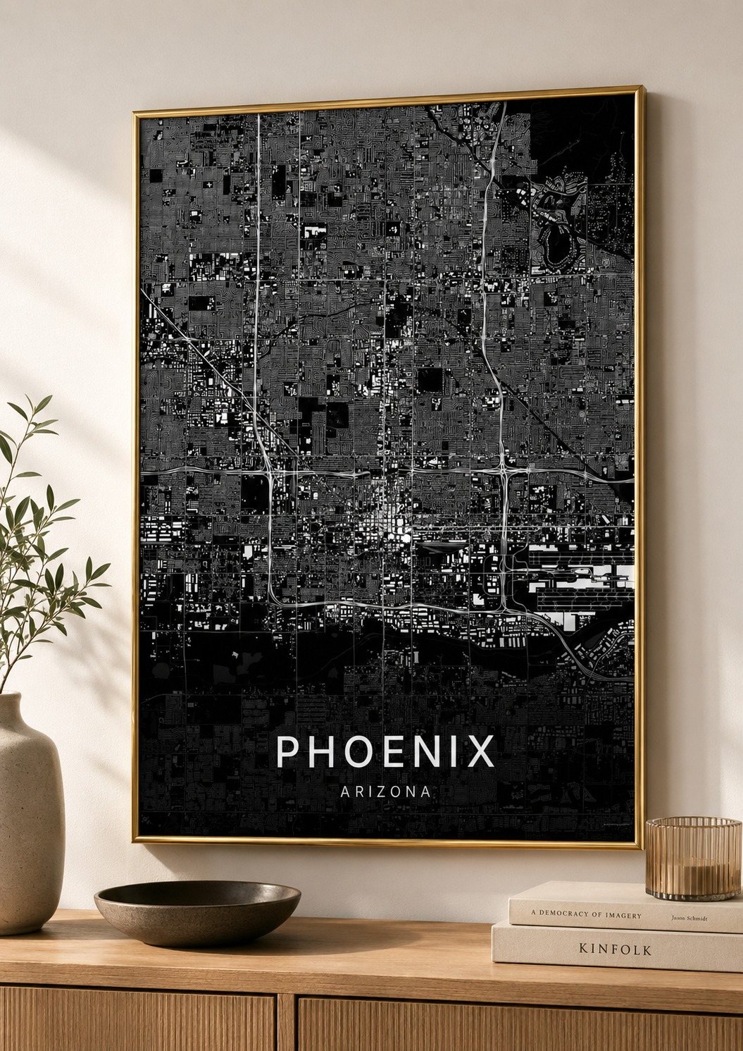 Ottawa map print framed on a wall