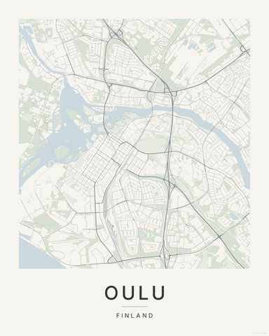 Oulu map print, Paper colorway