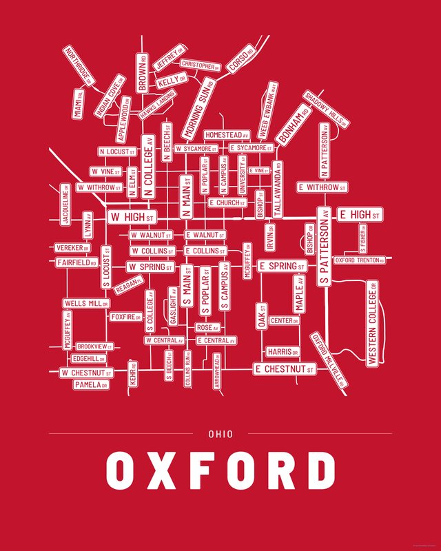 Oxford street map print, Accent colorway