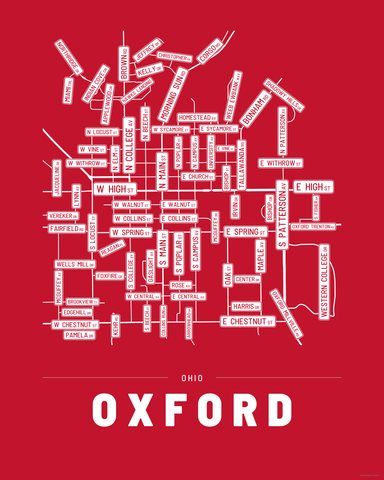 Oxford street map print, first colorway