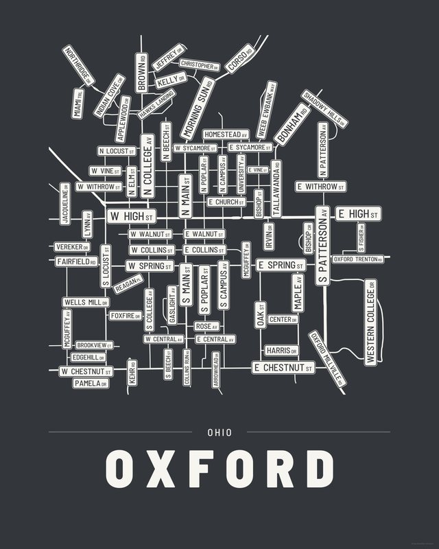 Oxford street map print, Ink colorway