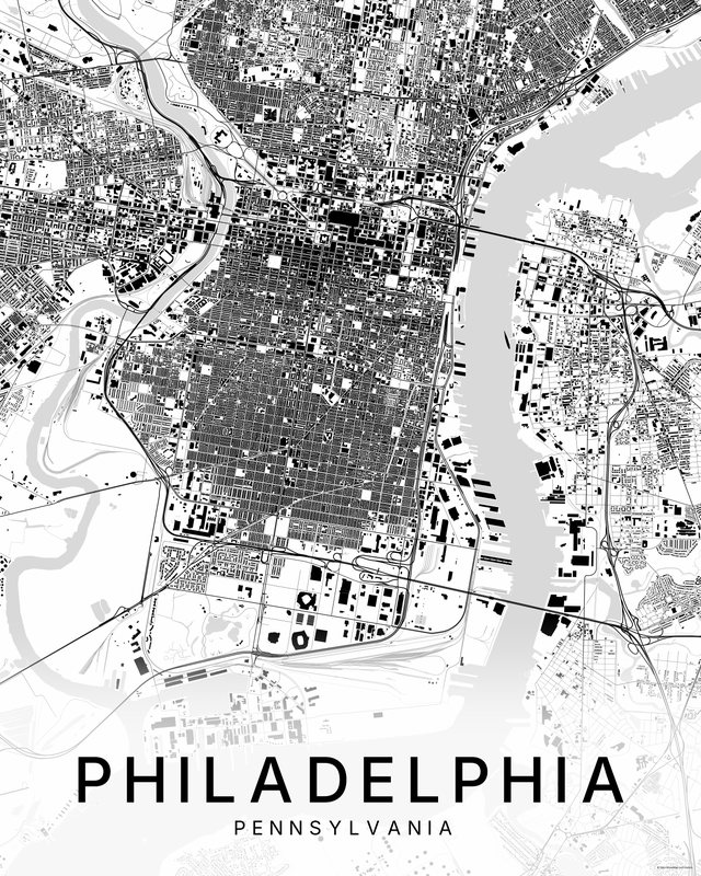 Philadelphia map print, Bright colorway