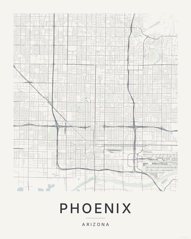 Phoenix map print, Paper colorway
