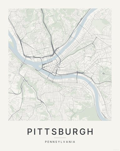 Pittsburgh map print, Paper colorway