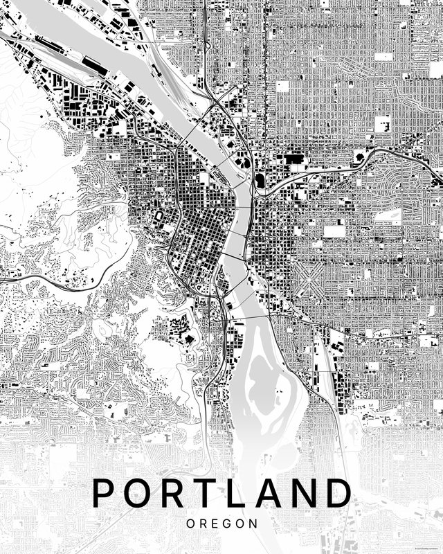 Portland map print, Bright colorway