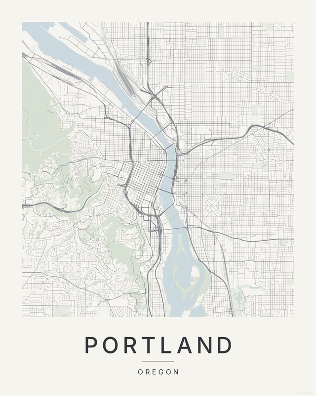 Portland map print, Paper colorway