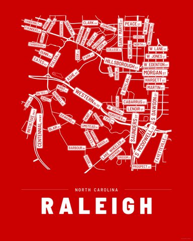 Raleigh street map print, first colorway