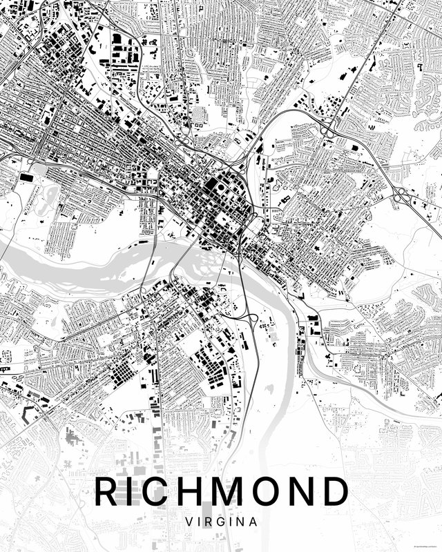 Richmond map print, Bright colorway