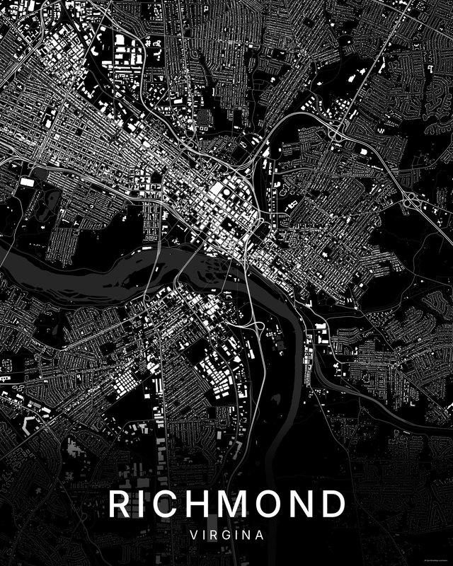 Richmond map print, Dark colorway