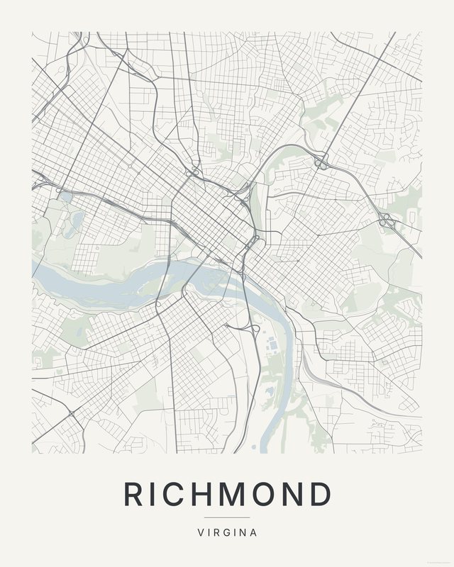 Richmond map print, Paper colorway