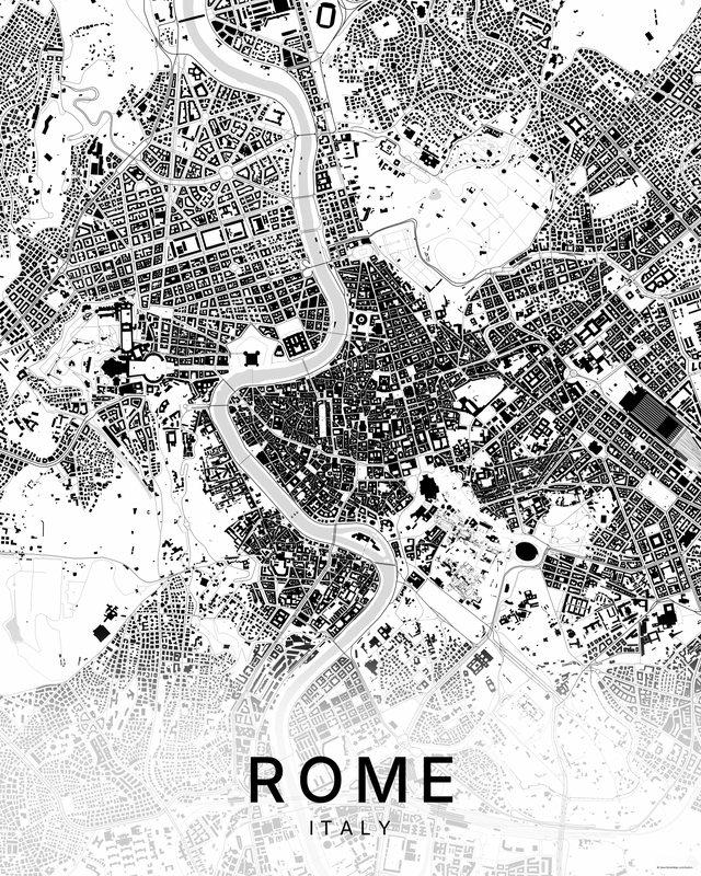 Rome map print, Bright colorway