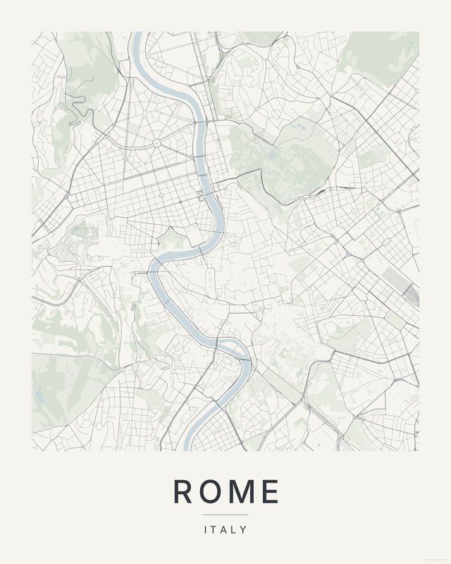Rome map print, Paper colorway