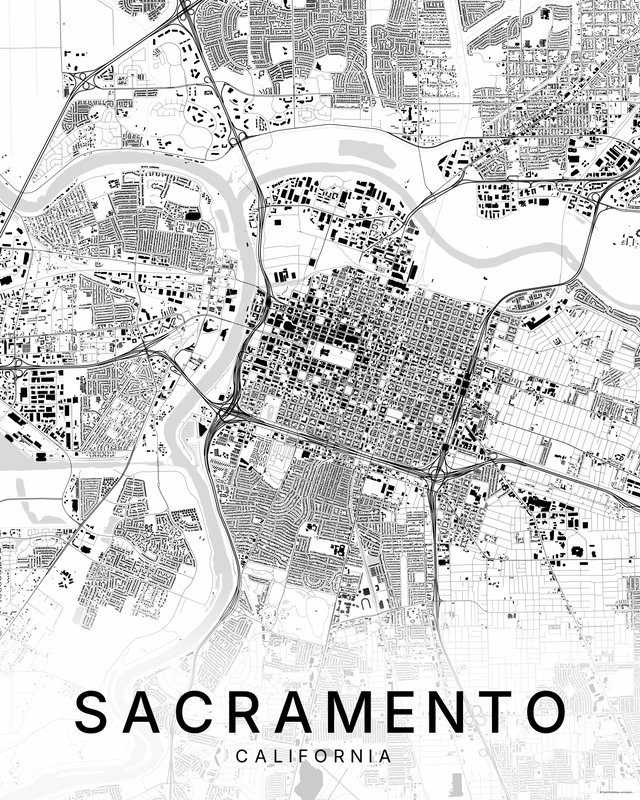 Sacramento map print, Bright colorway