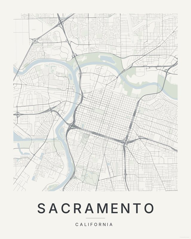 Sacramento map print, Paper colorway