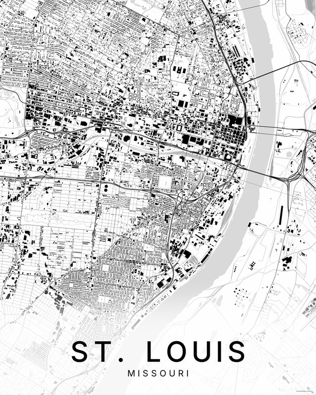 St. Louis map print, Bright colorway