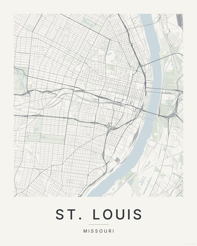 St. Louis map print, Paper colorway