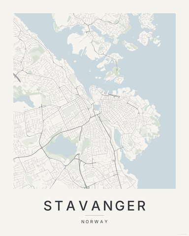 Stavanger map print, Paper colorway