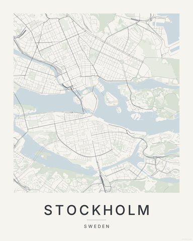 Stockholm map print, Paper colorway