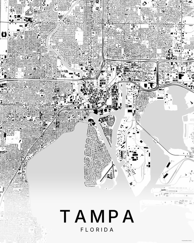 Tampa map print, Bright colorway