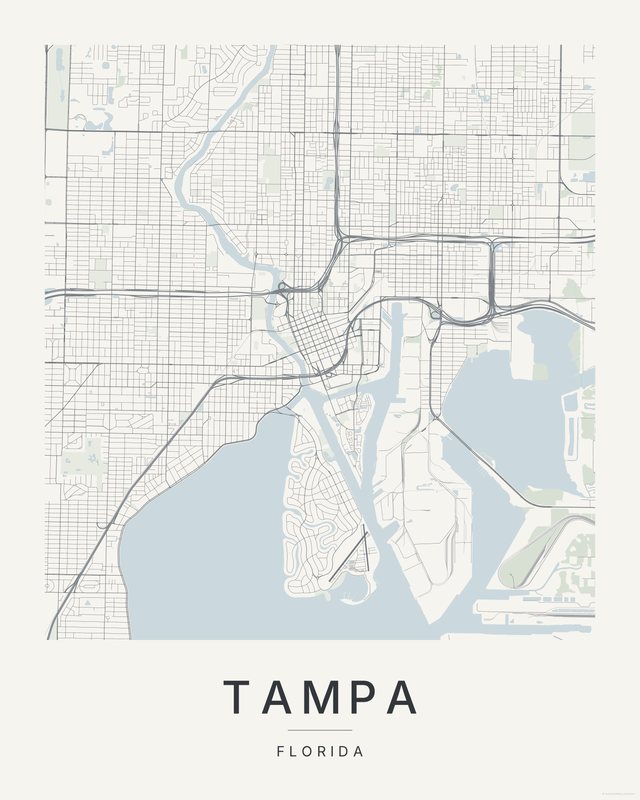 Tampa map print, Paper colorway