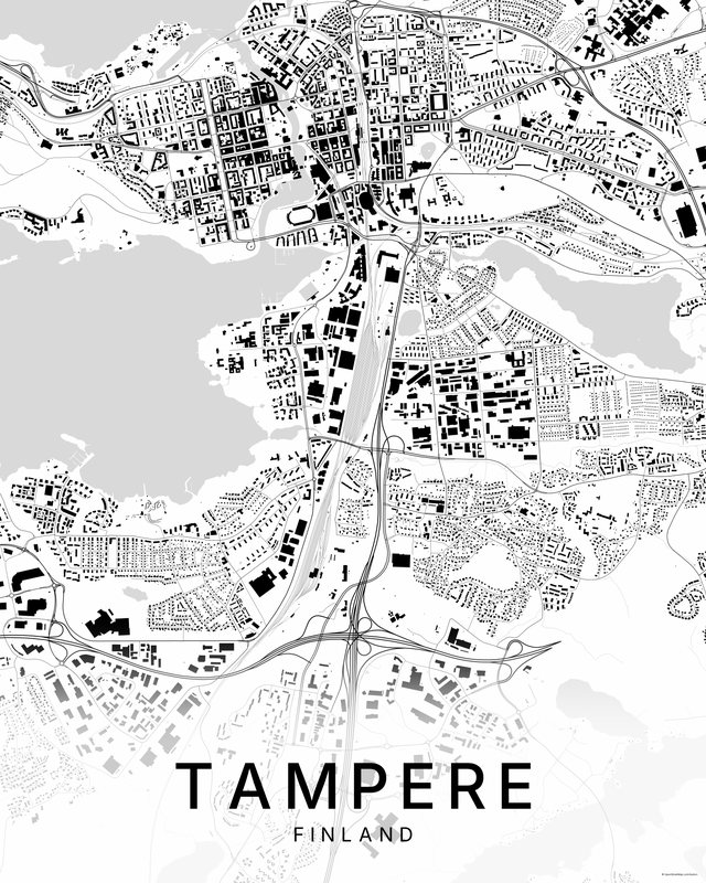Tampere map print, Bright colorway