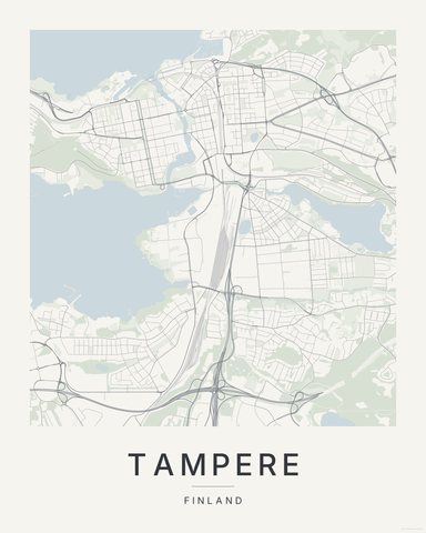 Tampere map print, Paper colorway