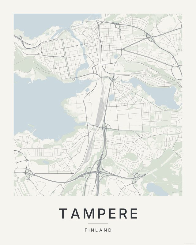 Tampere map print, Paper colorway