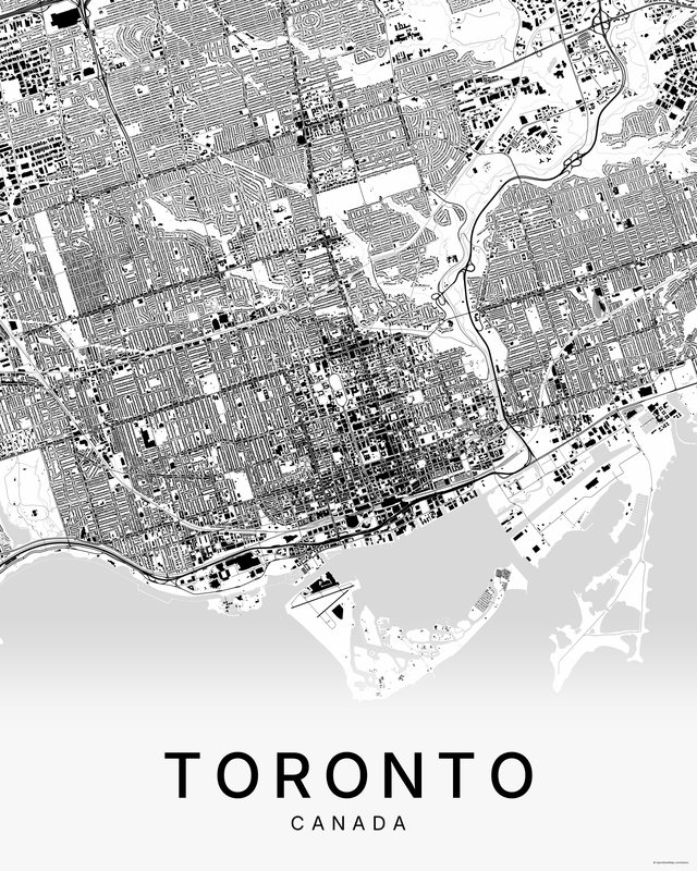 Toronto map print, Bright colorway