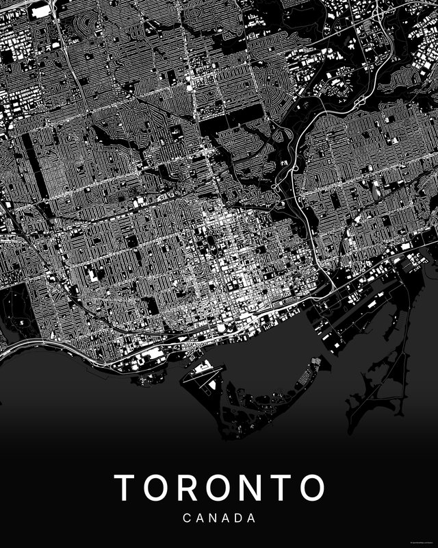 Toronto map print, Dark colorway
